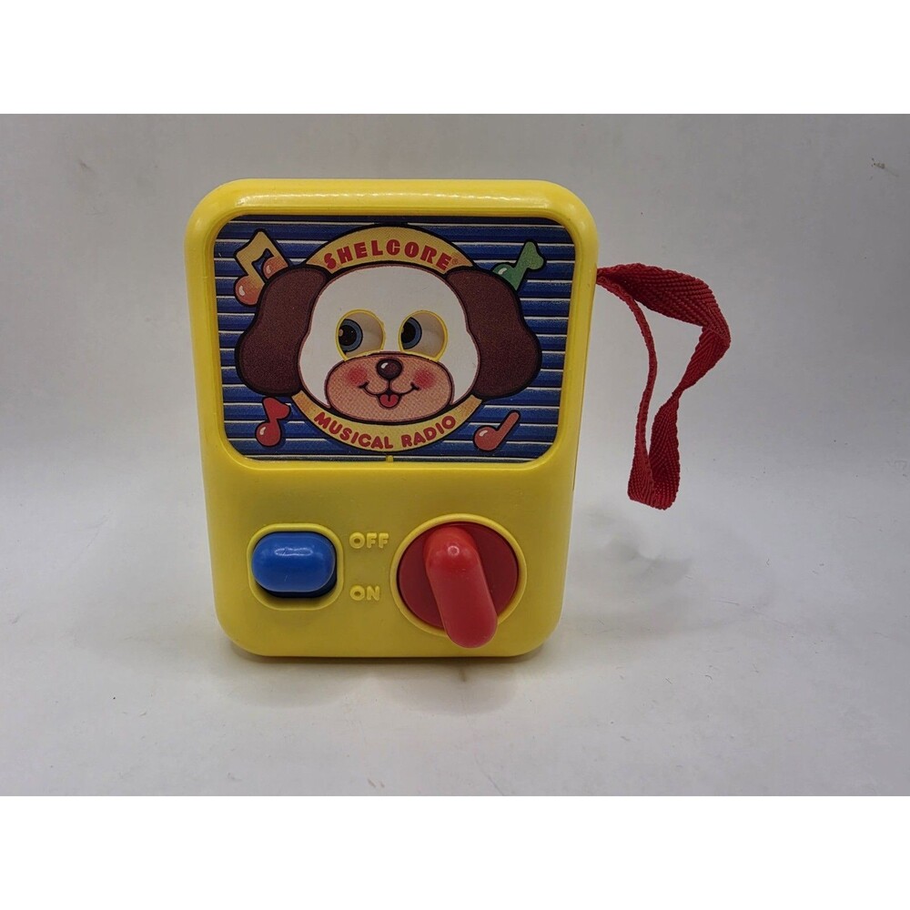 Vintage 1990 Shelcore Windup Musical Radio Baby Toy Puppy Moving Eyes Working